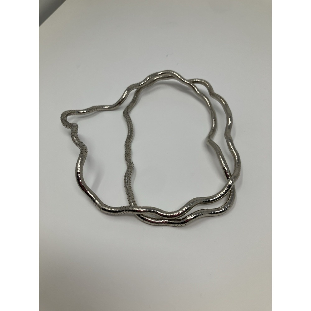 Vintage Bendable Snake Chain Necklace 36" Flexible Silver Tone Twist Bracelet